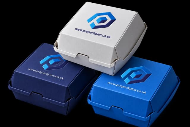 Custom printed burger boxes with logo — ProPack Plus Manchester
